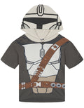 Star Wars The Mandalorian Boys' Cosplay Hooded T-Shirt Grey
