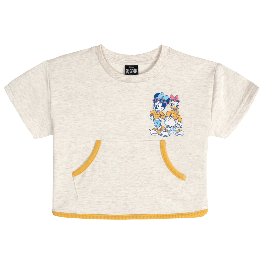 Minnie Mouse Girls' Varsity 2-Piece Tee and Pants Set Oatmeal Daisy