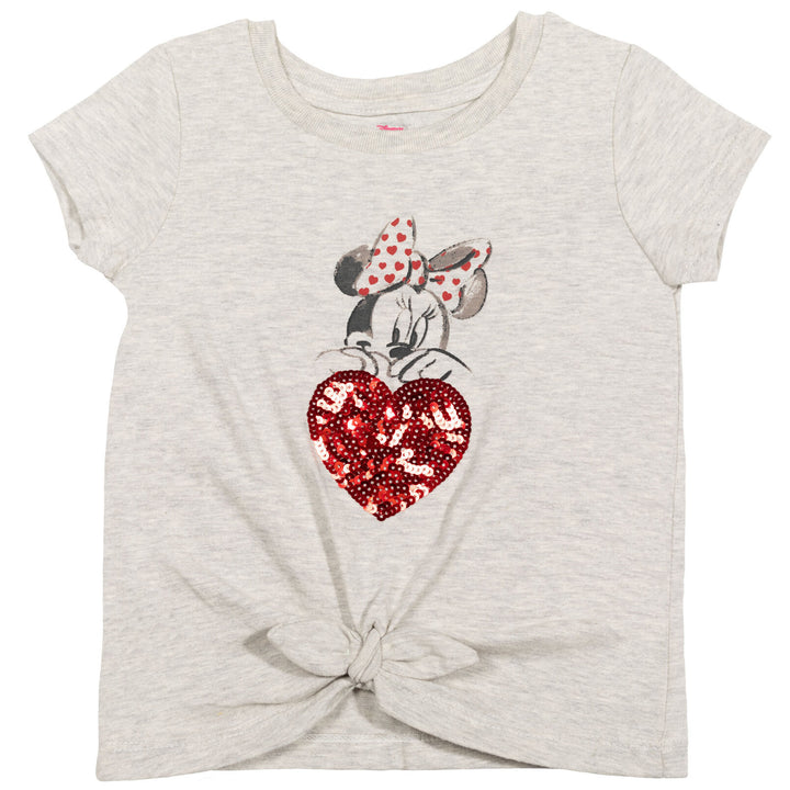Minnie Mouse Girls' 2-Pack Glitter Tees Grey Oatmeal Mickey