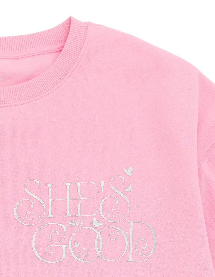 Wicked Glinda Women's Fleece Crewneck Pullover Pink