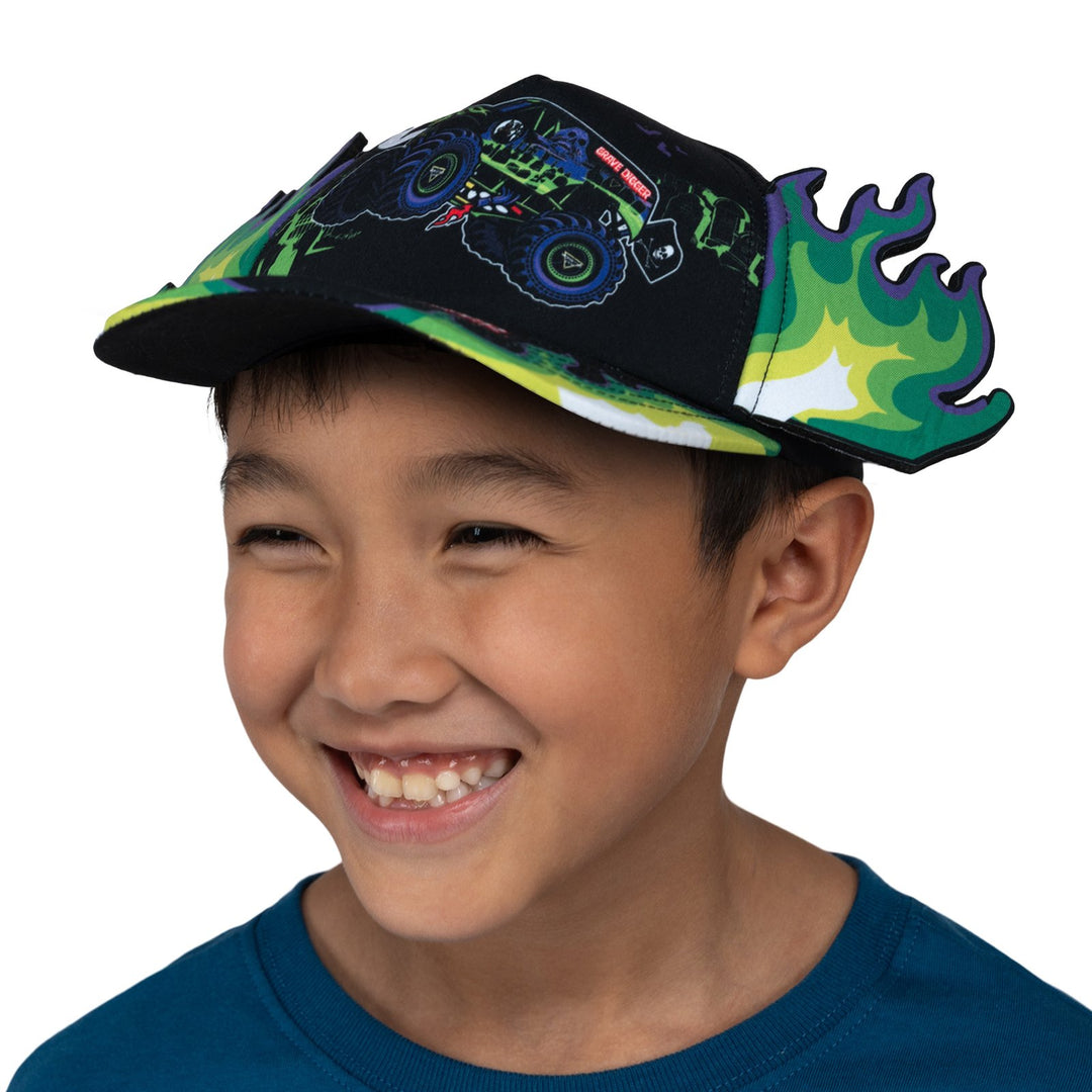 Monster Jam Boys' Cosplay Strapback Baseball Cap Grave Digger Green