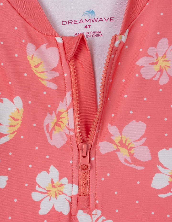 Dreamwave Girls' One Piece Bathing Suit Pink Floral