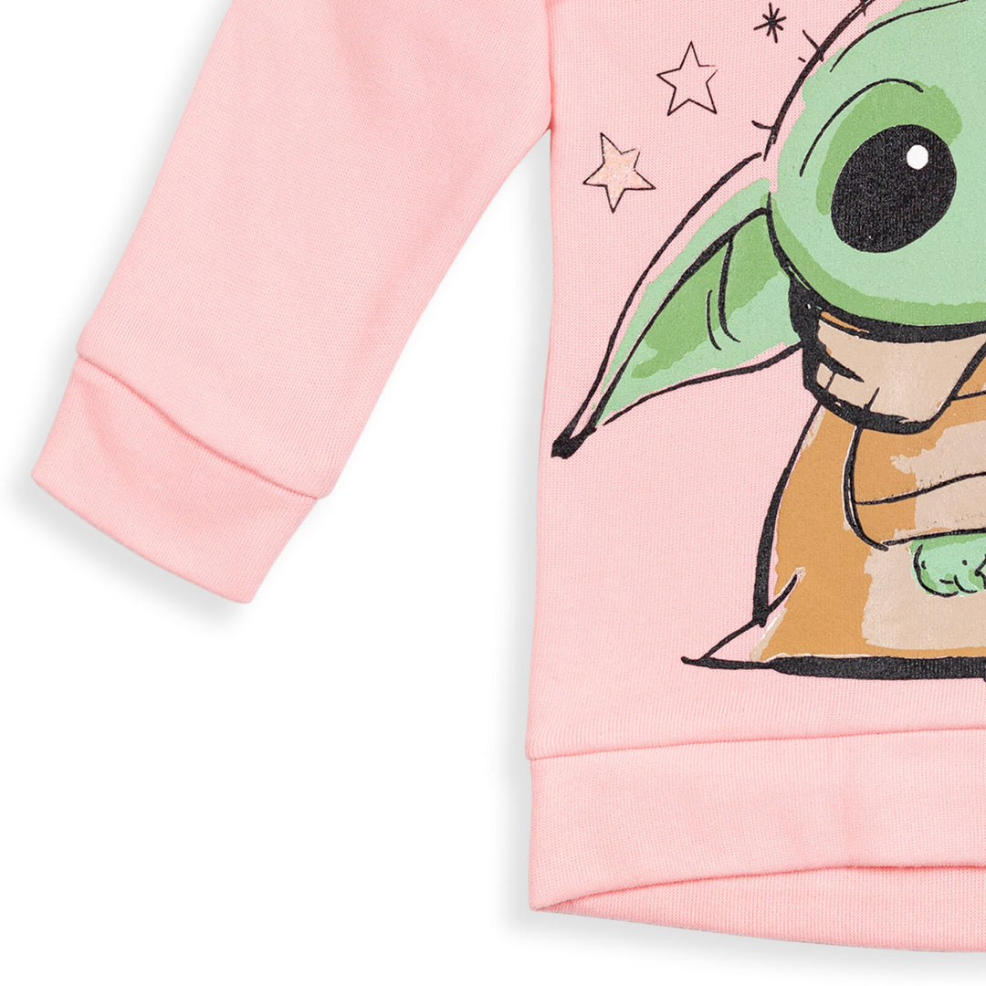 Star Wars The Mandalorian Grogu Girls' Fleece Hoodie and Leggings Set Pink Green