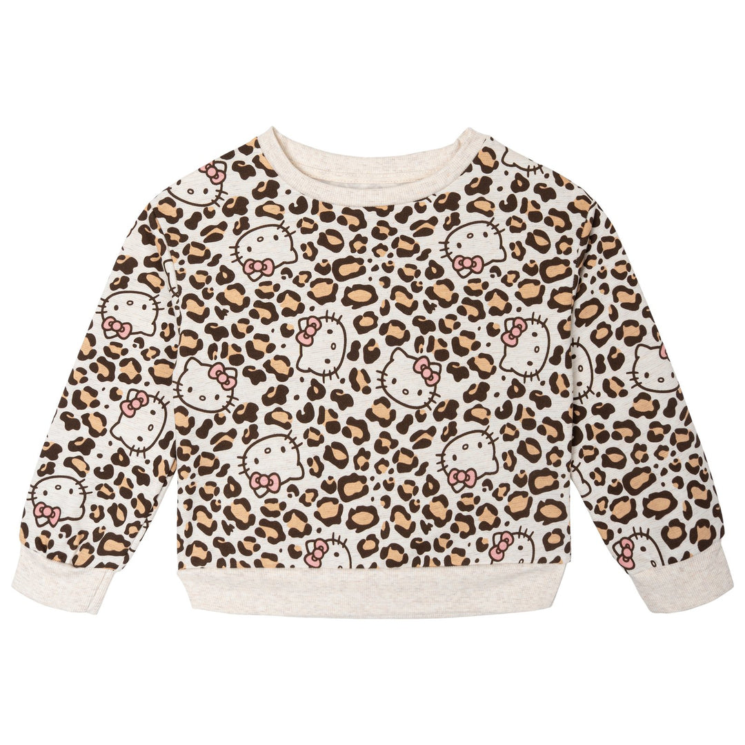 Hello Kitty Girls' Fleece Sweatshirt and Flare Leggings Set Oatmeal