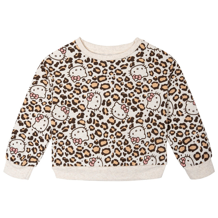 Hello Kitty Girls' Fleece Sweatshirt and Flare Leggings Set Oatmeal