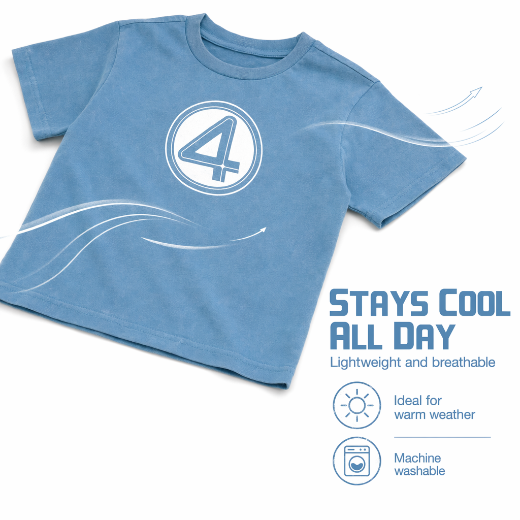 Marvel Fantastic Four Boys' Cosplay Short Sleeve T-Shirt Wash Blue 4