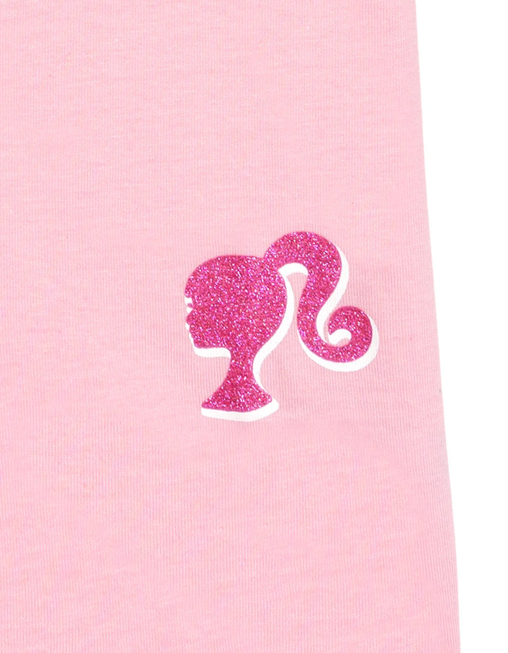 Barbie Girls' Short Sleeve T-Shirt Pink Hot Pink Glitter