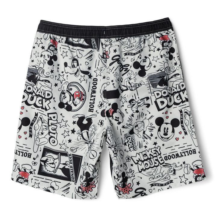 Disney Mickey Mouse & Friends Men's Swimwear Swim Trunks Light Grey Black Red