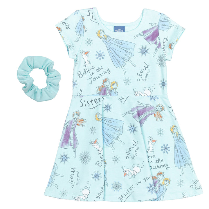 Frozen Girls' Skater Dress and Scrunchie Set Light Blue