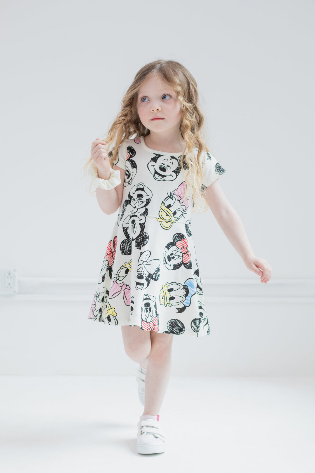 Disney Mickey Mouse & Friends Girls' Skater Dress and Scrunchie Set Tusk