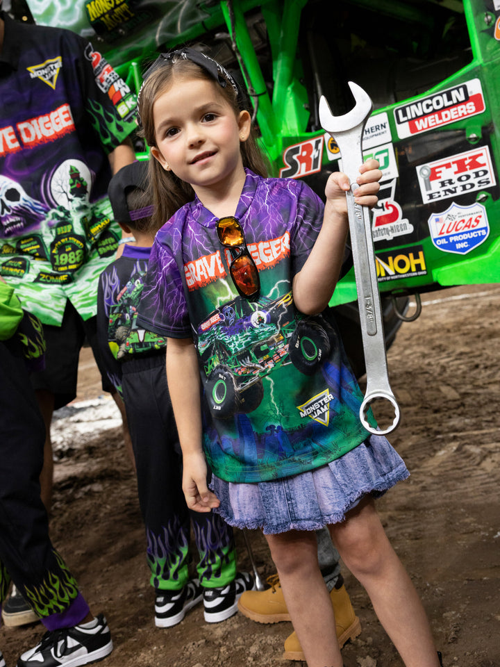 Monster Jam Matching Family Athletic Short Sleeve T-Shirt Grave Digger Purple