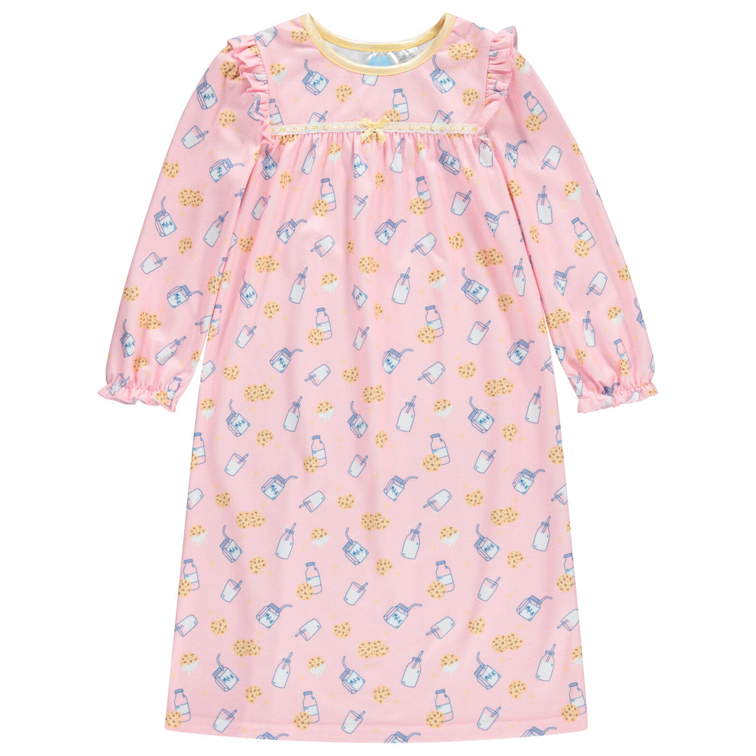 Dreamwave Girls' Long Sleeve Pajama Nightgown Pink Cookie Print