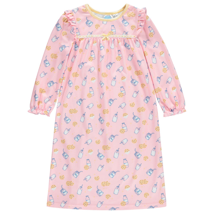 Dreamwave Girls' Long Sleeve Pajama Nightgown Pink Cookie Print