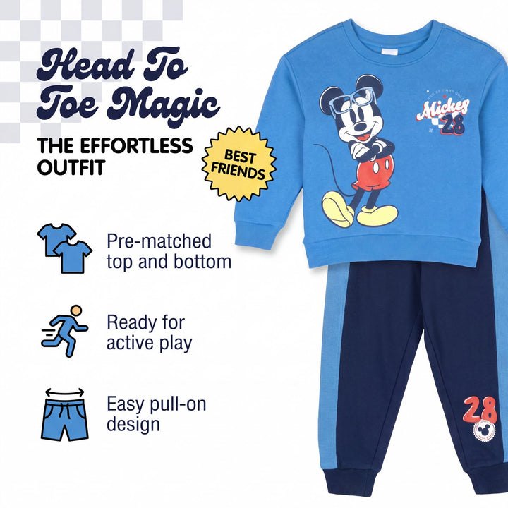 Disney Mickey Mouse Fleece Sweatshirt and Jogger Pants 2-Piece Set Friends Blue