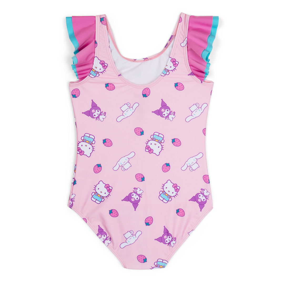 Hello Kitty Girls' Sleeveless One Piece Bathing Suit Pink Strawberry