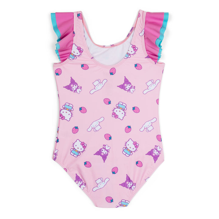Hello Kitty Girls' Sleeveless One Piece Bathing Suit Pink Strawberry