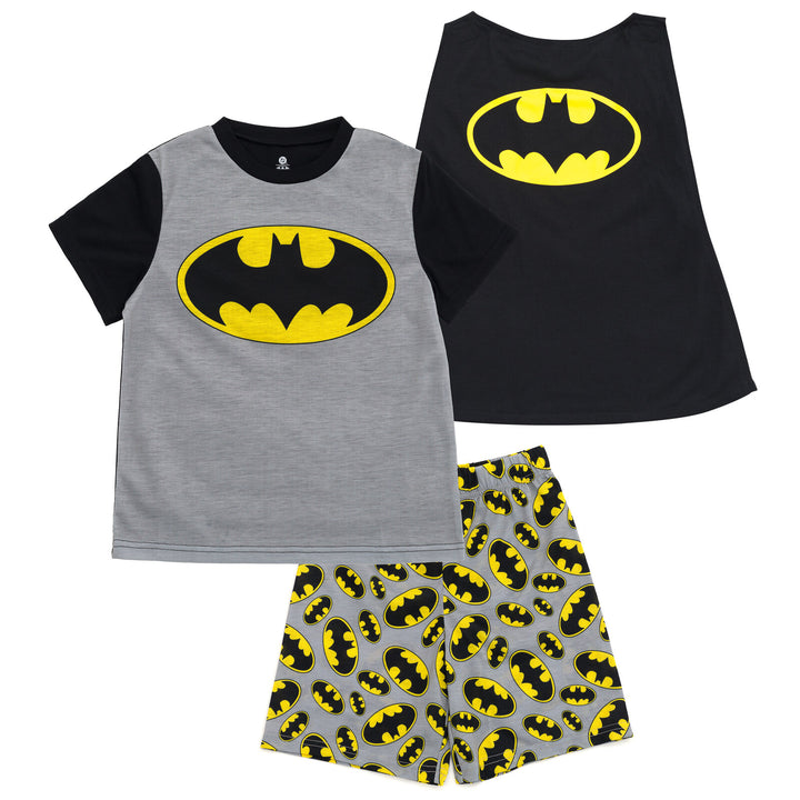 DC Comics Justice League Batman Boys' Pajama Shirt and Shorts Set with Cape Grey