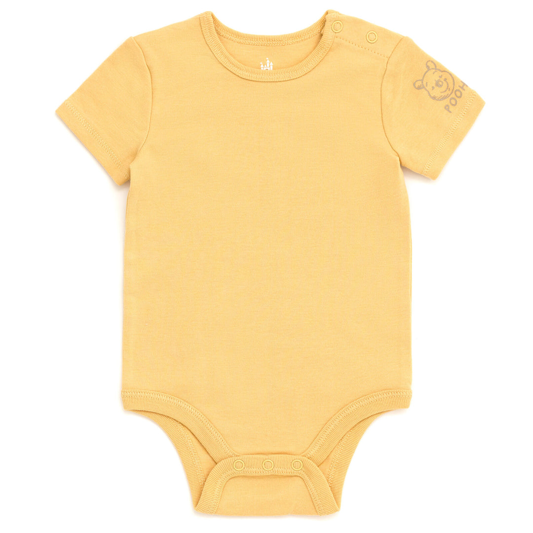 Disney Winnie the Pooh Baby 2-Piece Bodysuit and Shortall Set Yellow Grey