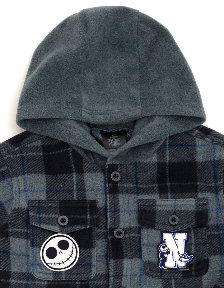 Nightmare Before Christmas Jack Skellington Boys' Hooded Shacket Grey