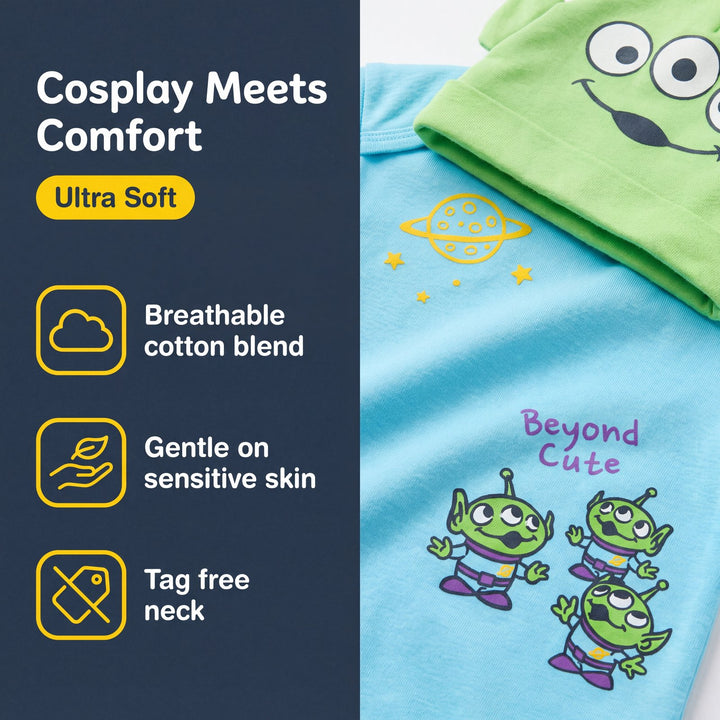 Disney Toy Story 2-Piece Cosplay Bodysuit and Hat Set Blue Green Alien
