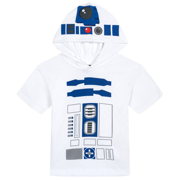 Star Wars Boys' Cosplay Hooded T-Shirt R2D2 White Blue