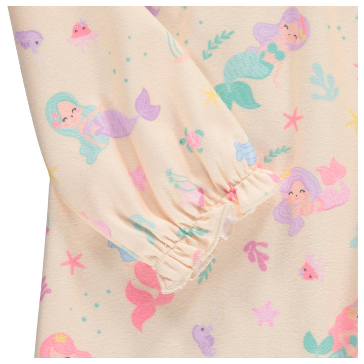 Dreamwave Girls' Long Sleeve Pajama Nightgown Yellow Mermaid