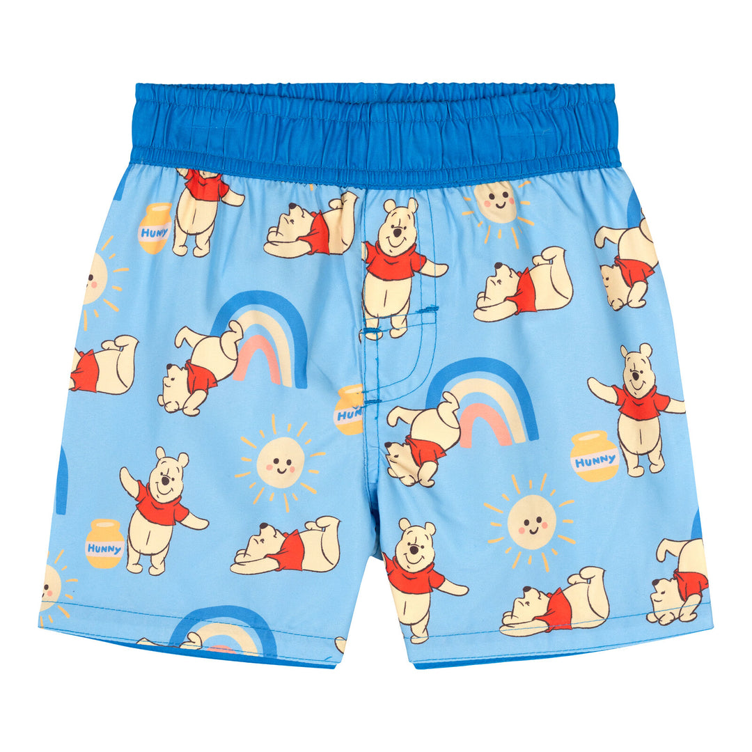 Disney Winnie the Pooh Swimwear 2-Piece Rash Guard and Swim Trunks Set Navy Blue