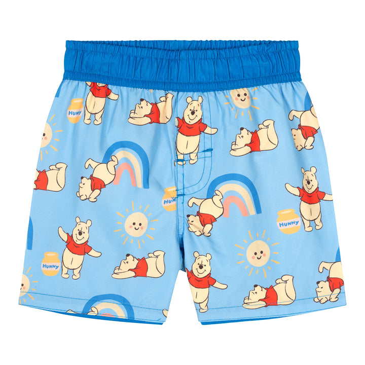 Disney Winnie the Pooh Swimwear 2-Piece Rash Guard and Swim Trunks Set Navy Blue