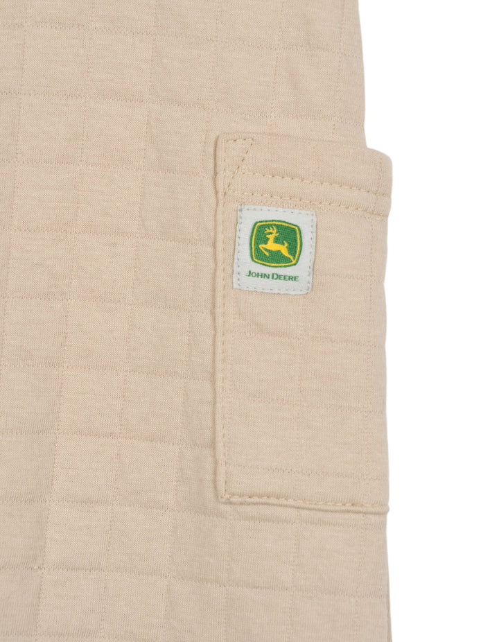 John Deere Baby Boys' 2-Piece Bodysuit and Overalls Set Khaki Cream