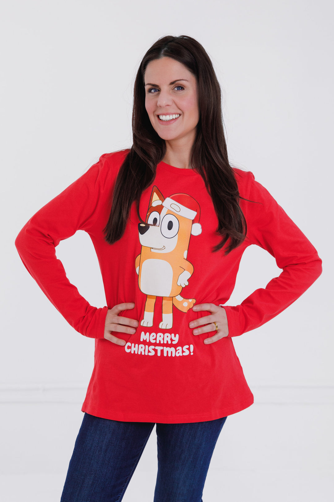 Bluey Women's Christmas Long Sleeve Tee Ruby Red Bingo