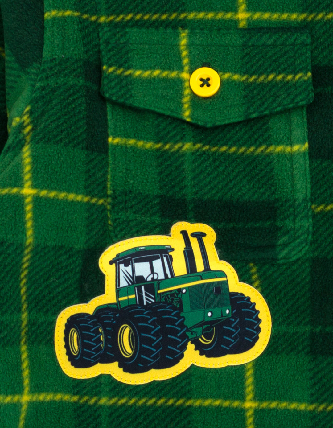 John Deere Boys' Fleece Lined Shacket Green Yellow Plaid