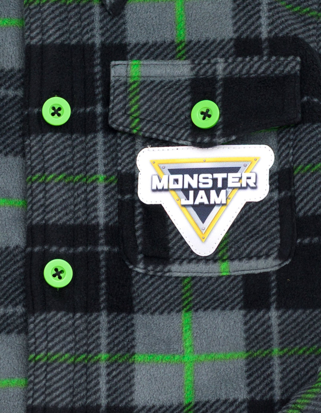 Monster Jam Grave Digger Boys' Button Front Shacket Green