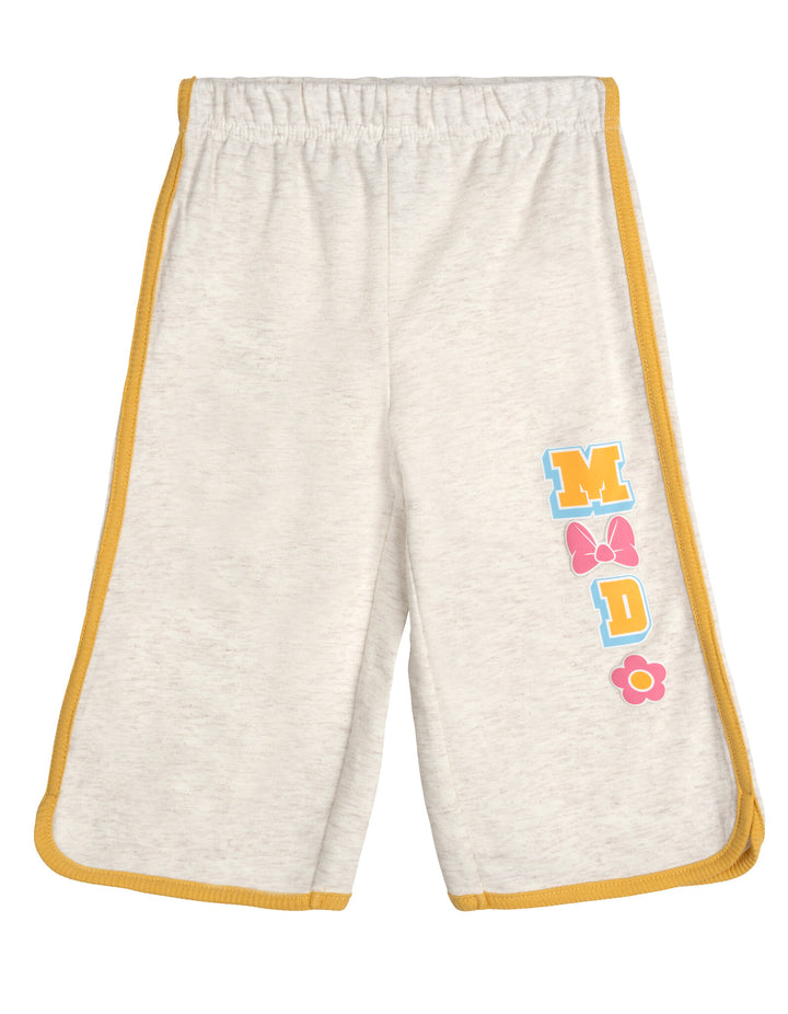 Minnie Mouse Girls' Varsity 2-Piece Tee and Pants Set Oatmeal Daisy