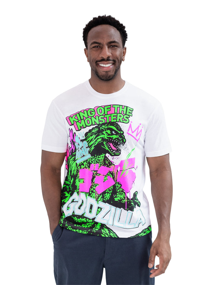 Godzilla Men's Short Sleeve T-Shirt Street Art White