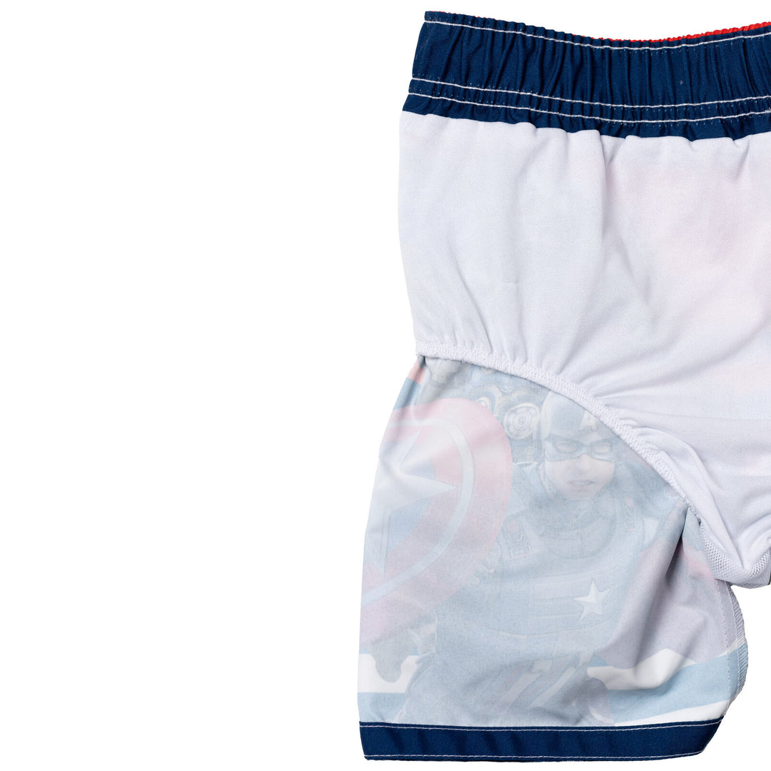 Marvel Avengers Boys' Quick-Dry Swim Trunks with Mesh Liner Red Navy