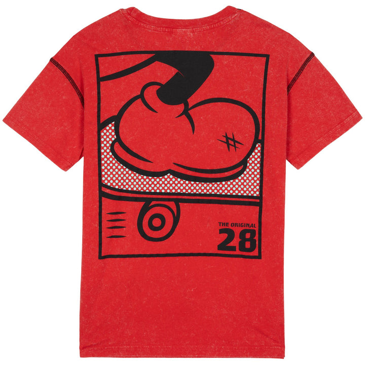 Disney Mickey Mouse Boys' Short Sleeve T-Shirt Red Skateboard
