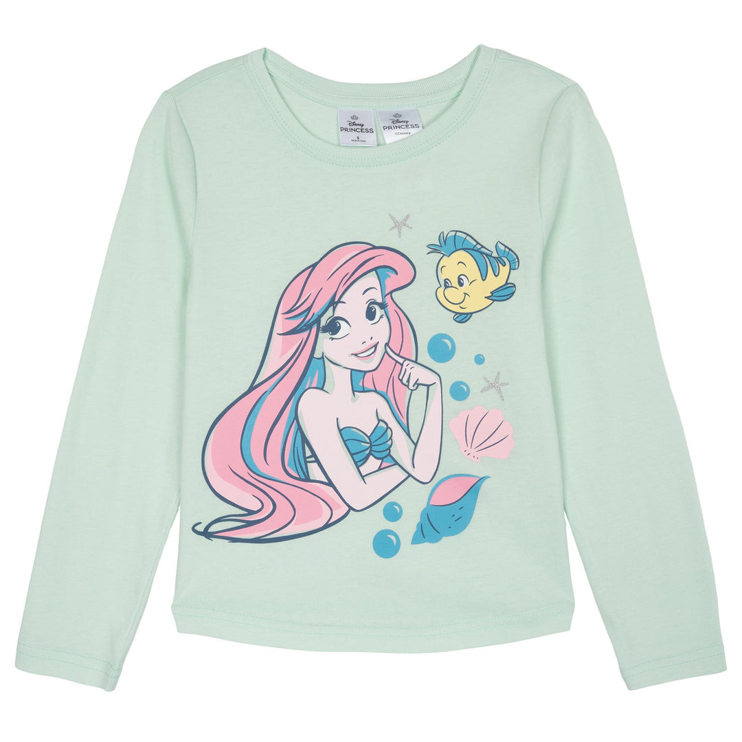 Disney Princess Girls' Long Sleeve Tee and Sequin Skirt Set Lilac Ariel Flounder