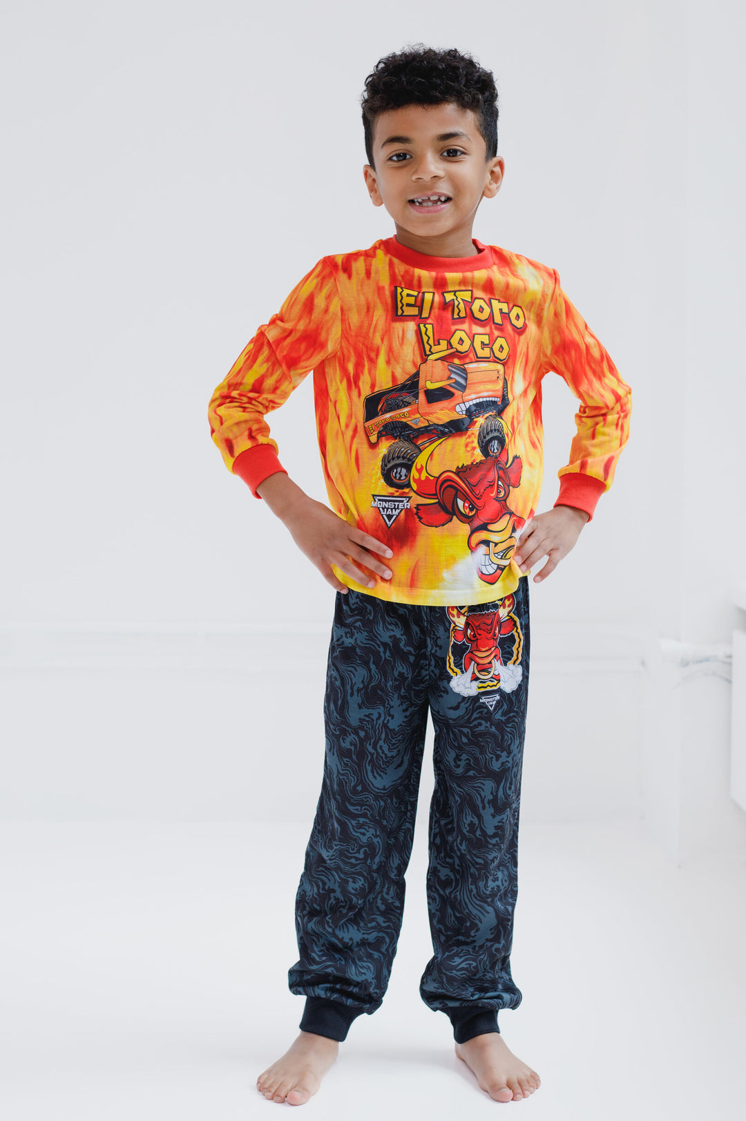 Monster Jam El Toro Loco Boys' 2-Piece Pajama Top and Pants Set Orange