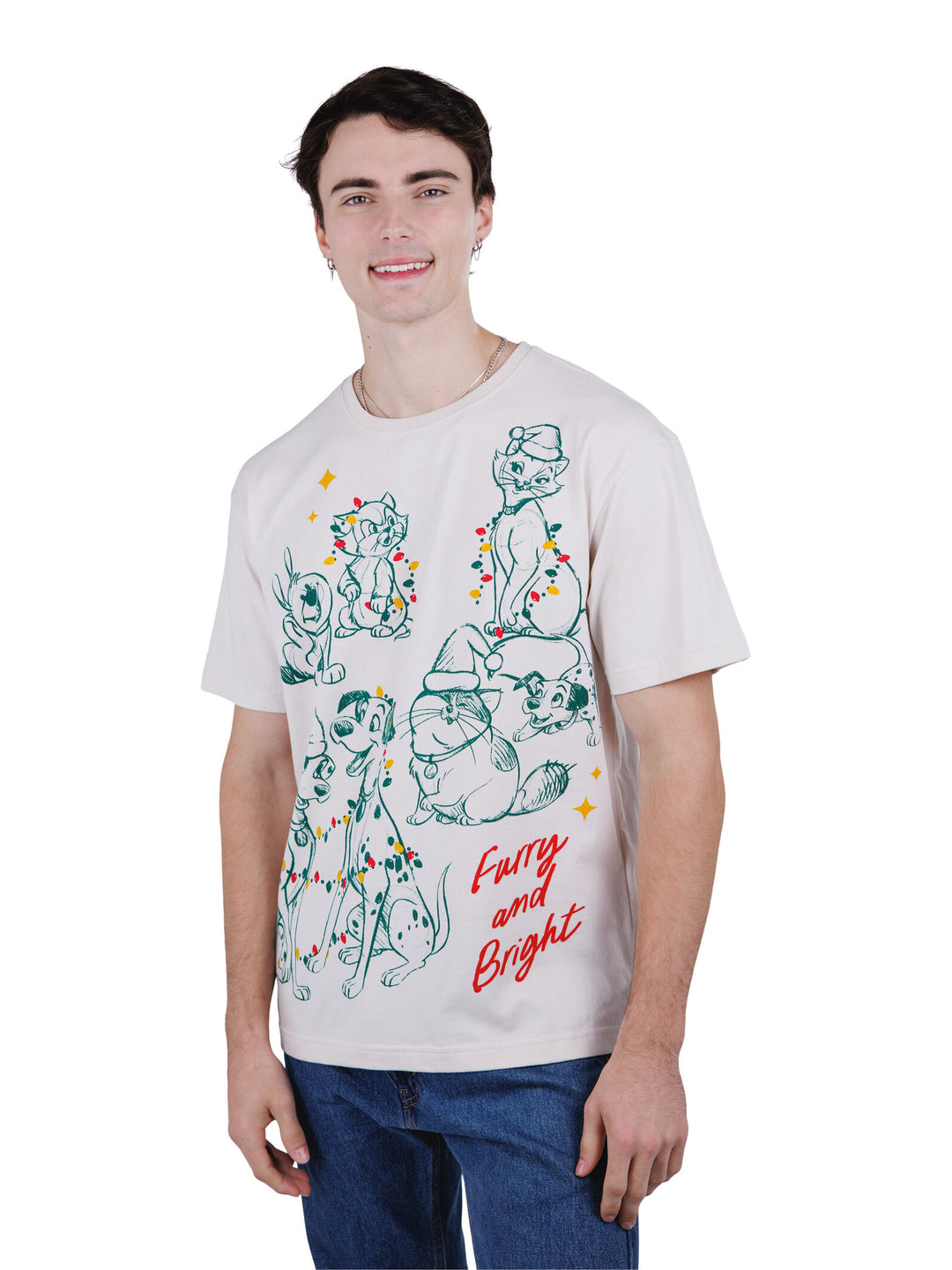 Disney Classics Adult Men or Women Holiday Short Sleeve T-Shirt Ivory