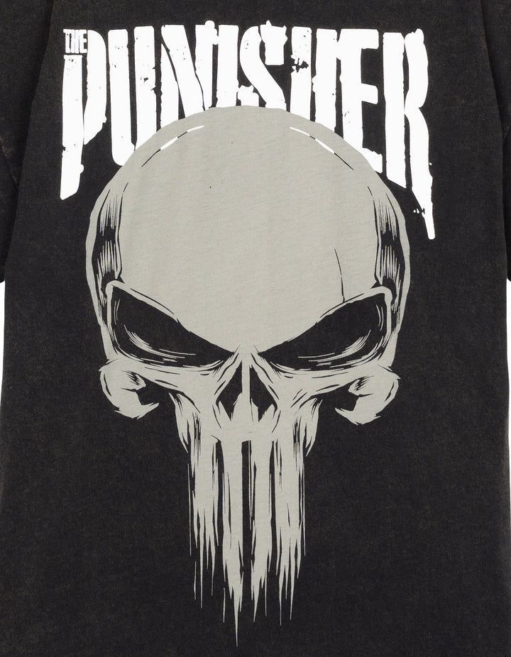 Marvel Men's Short Sleeve T-Shirt Punisher Washed Black