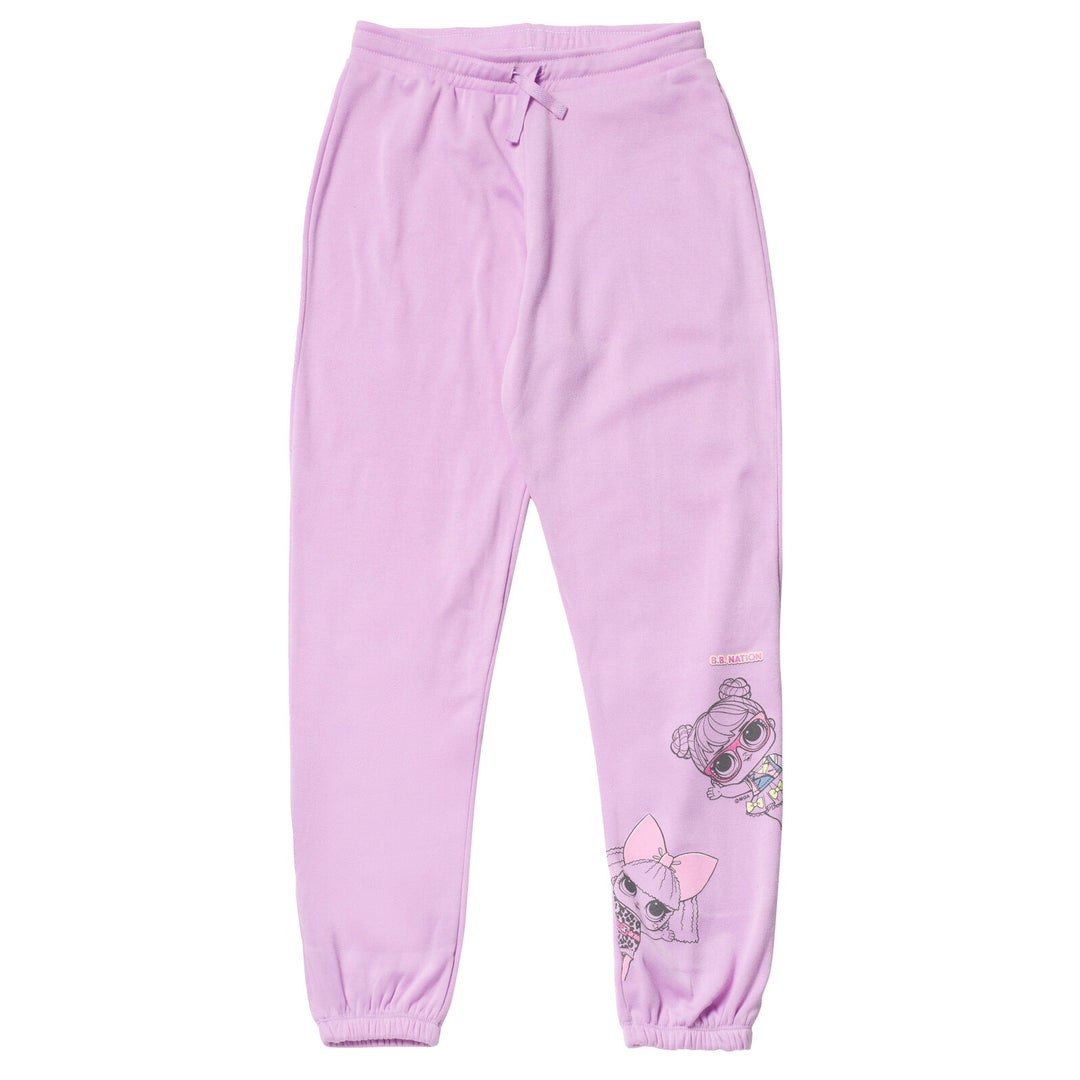L.O.L. Surprise! Girls' 2-Pack Fleece Jogger Pants Grey Lilac