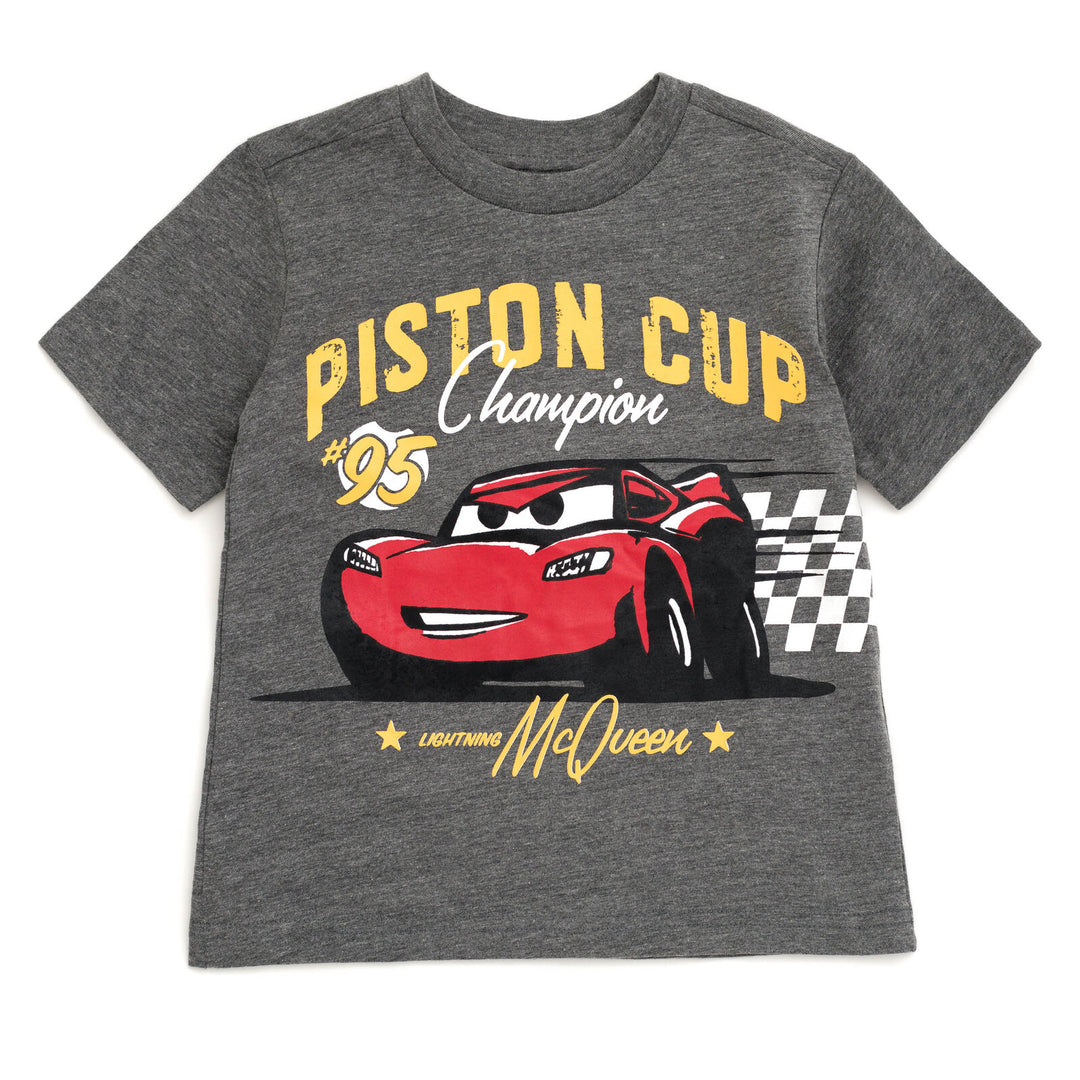 Cars Lightning McQueen Racing 2-Piece T-Shirt and Shorts Set Gray Red