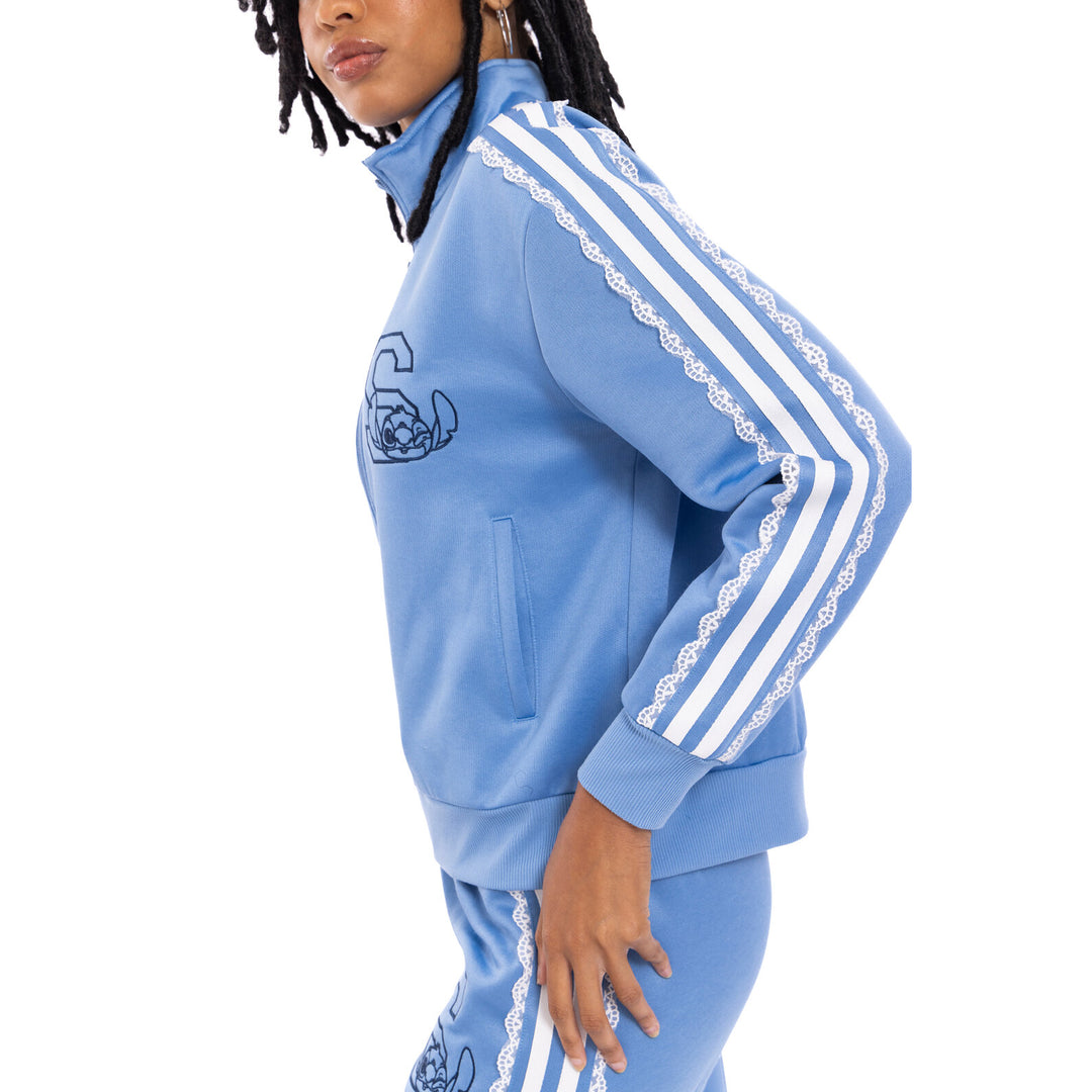 Lilo & Stitch Women's Athletic Zip-Up Track Jacket Light Blue