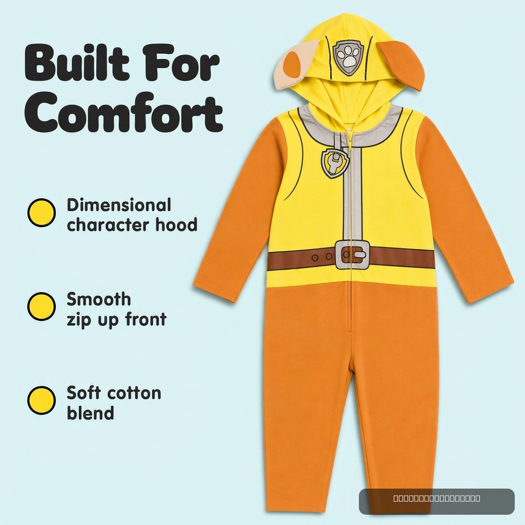 Paw Patrol Rubble Cosplay Hooded One Piece Yellow