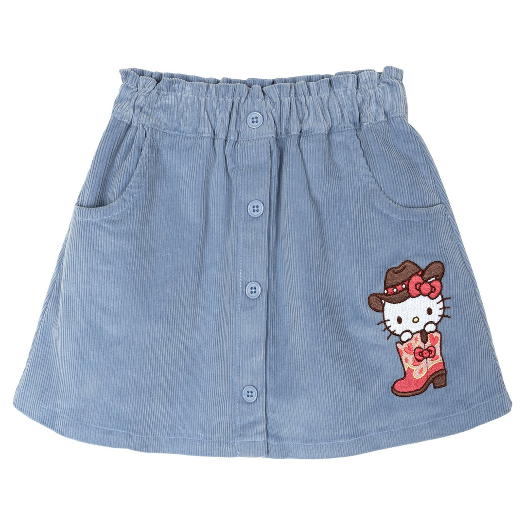 Hello Kitty Girls' Long Sleeve Tee and Corduroy Skirt Set Pink Blue