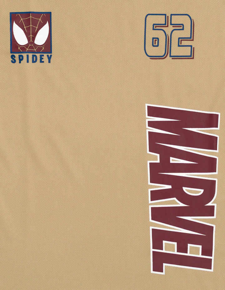 Marvel Spider-Man Men's Athletic Jersey Shirt  V-neck T-Shirt Khaki