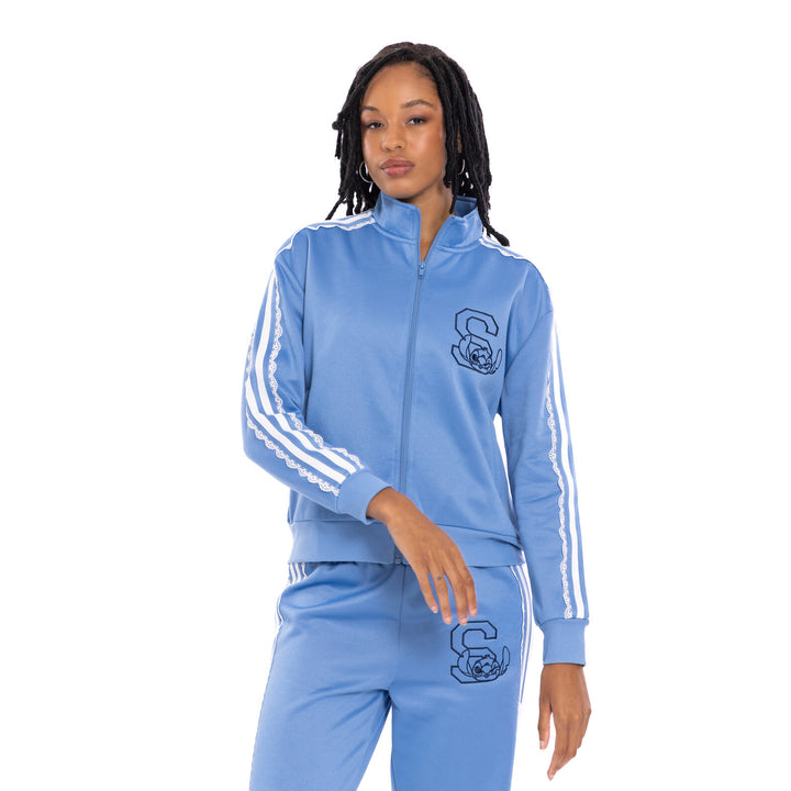 Lilo & Stitch Women's Athletic Zip-Up Track Jacket Light Blue