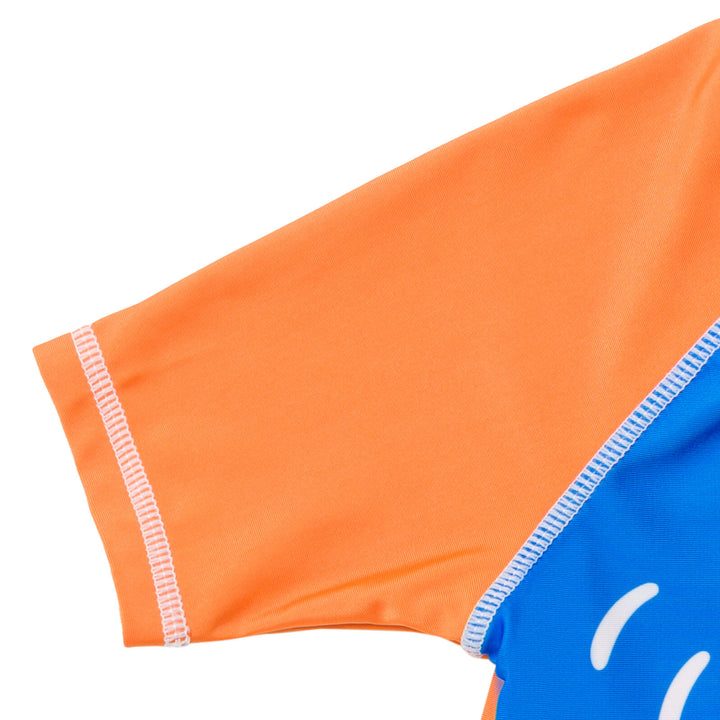 Bluey Boys' Swimwear 2-Piece Rash Guard and Swim Trunks Set Bingo Blue Orange