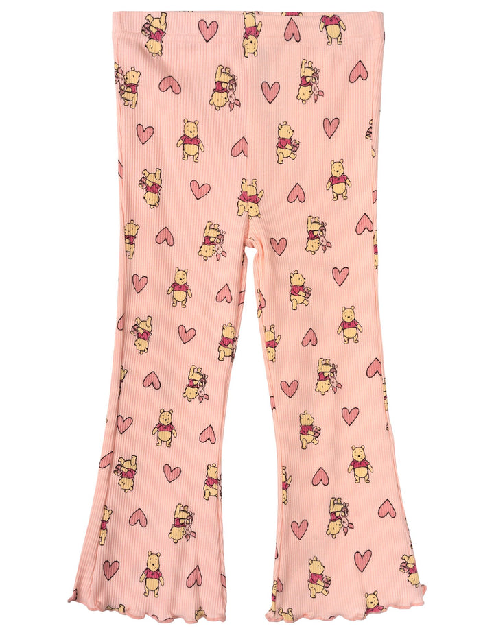 Disney Winnie the Pooh Girls' Ribbed Long Sleeve Tee and Pants Set Pink Heart