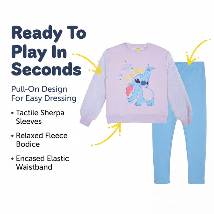 Lilo & Stitch Girls' Fleece Sweatshirt and Leggings Set Lavender Blue